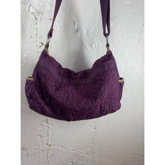 FOSSIL KEY-PER NYLON QUILTED MESSENGER BAG PURPLE SIDE POCKETS 16 X 10 - Picture 4 of 8